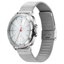 Fastrack Vyb Pioneer Quartz Analog Silver Dial Silver Metal Strap Watch For Guys