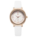 Fastrack Vyb Spotlight Quartz Analog Mother of Pearl Dial White Leather Strap Watch For Girls