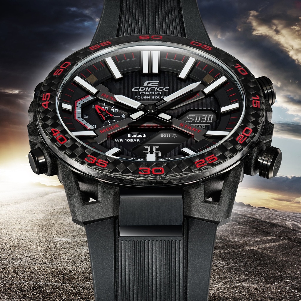 CASIO Men EDifice ECB-2000PB-1ADF Black Ana-Digi Dial Black Resin Strap Watch ED563