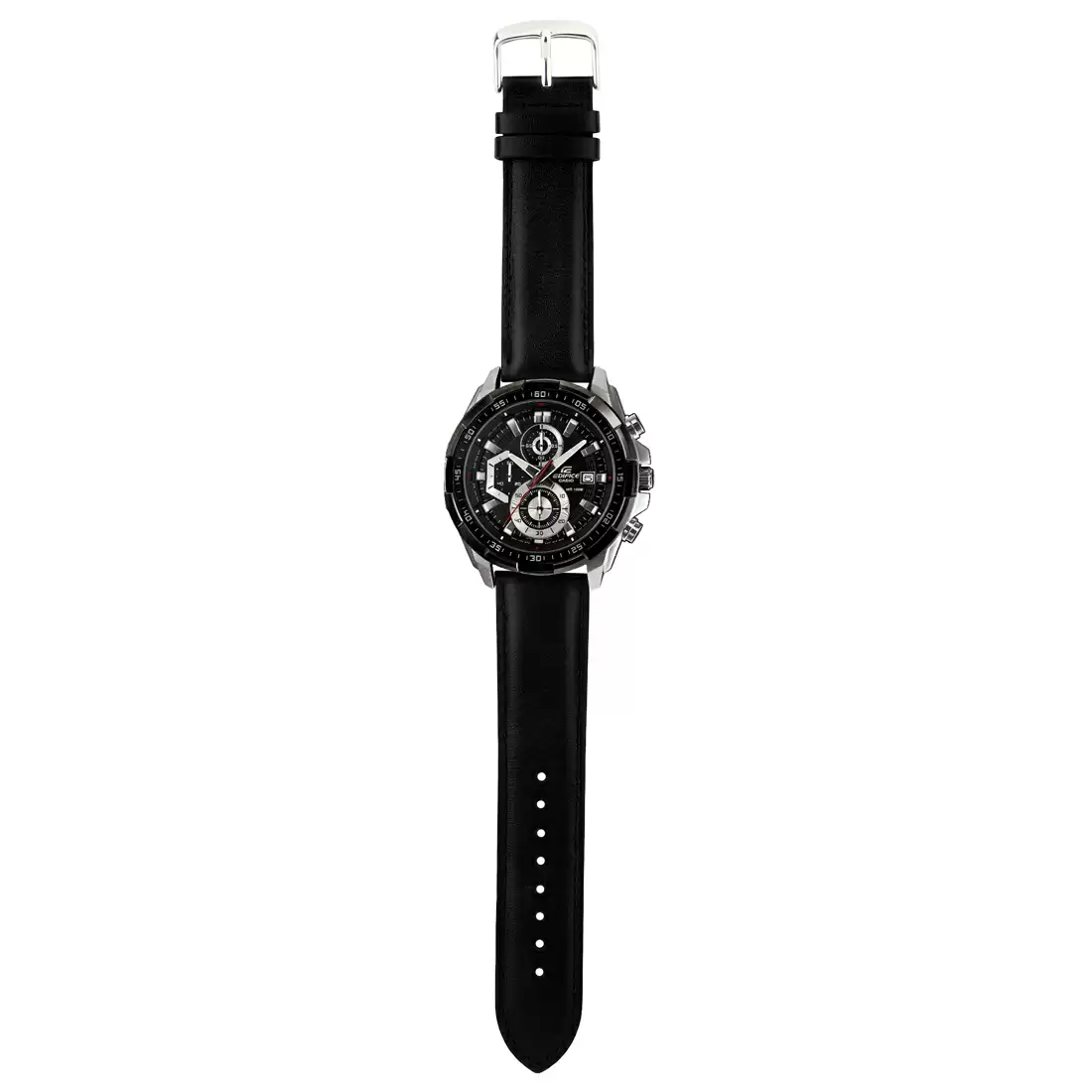 CASIO Men EDifice EFR-539L-1AVUDF Black Analog Dial Black Leather Band Watch EX193
