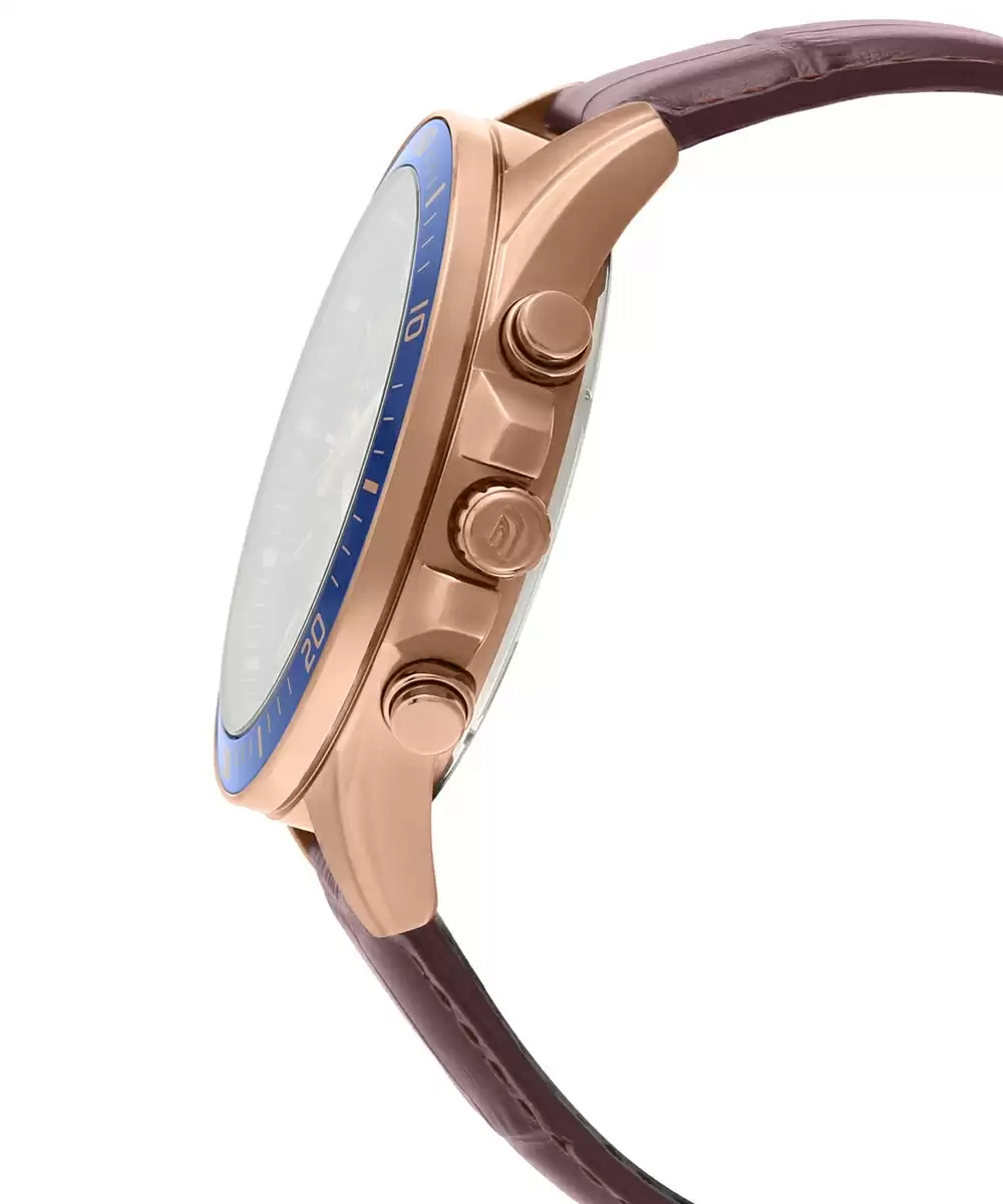 CASIO Men EDifice EFR-552GL-2AVUDF Blue Analog Dial Brown Leather Band Watch EX358