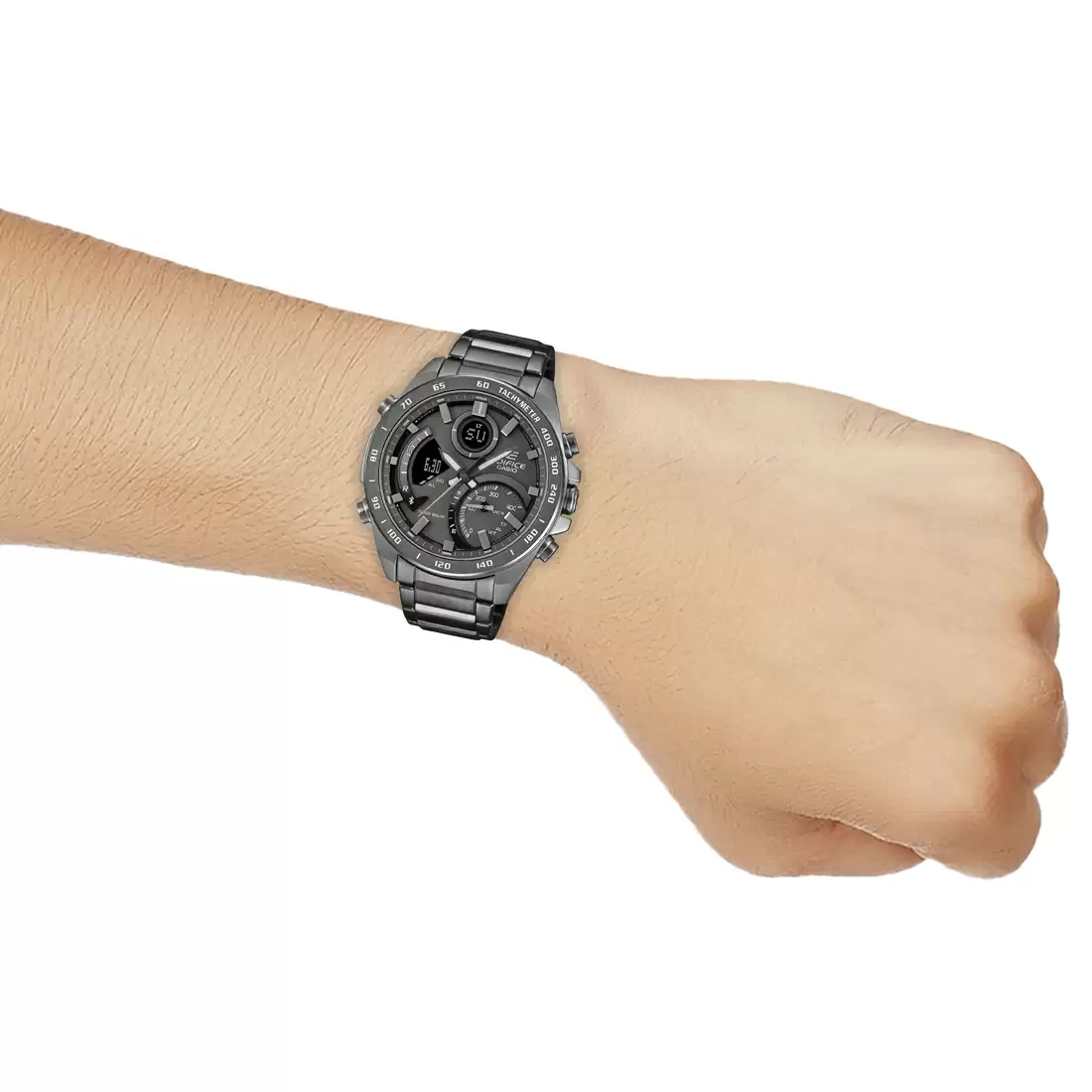 CASIO Men EDifice ECB-900MDC-1ADR Gray Ana-Digi Dial Gray Stainless Steel Band ED527