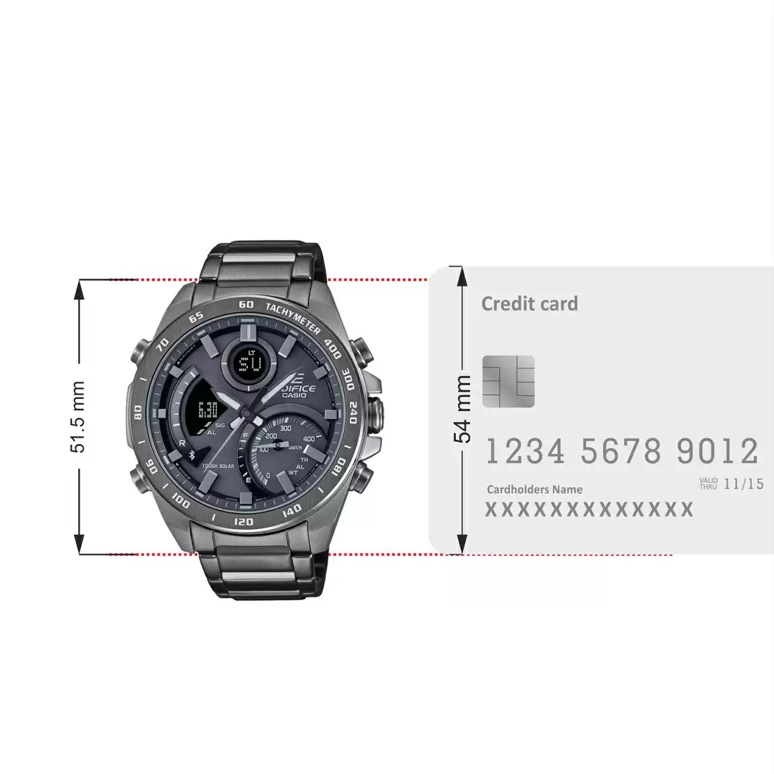 CASIO Men EDifice ECB-900MDC-1ADR Gray Ana-Digi Dial Gray Stainless Steel Band ED527
