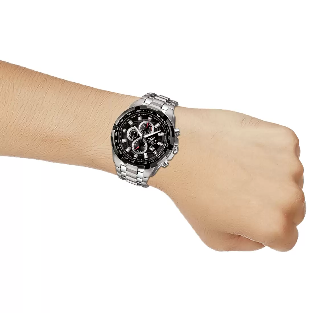 CASIO Men EDifice EF-539D-1AVUDF Black Analog Dial Silver Stainless Steel Band ED369