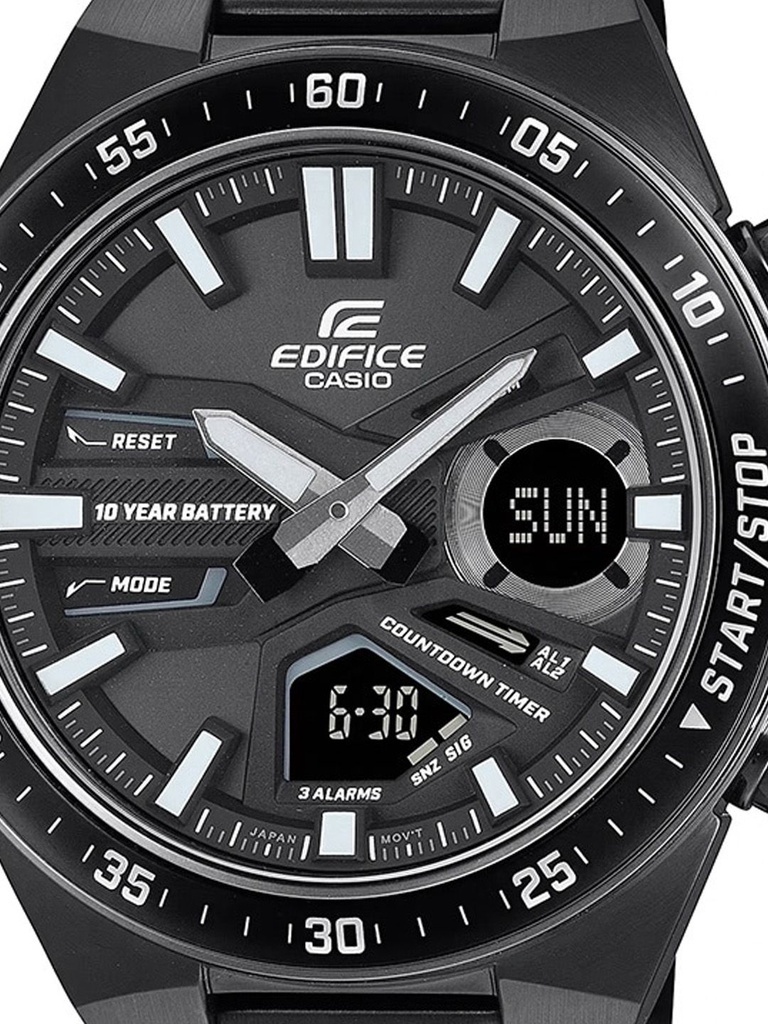 CASIO Men EDifice EFV-C110DC-1ADF Black Ana-Digi Dial Black Stainless Steel Band ED601