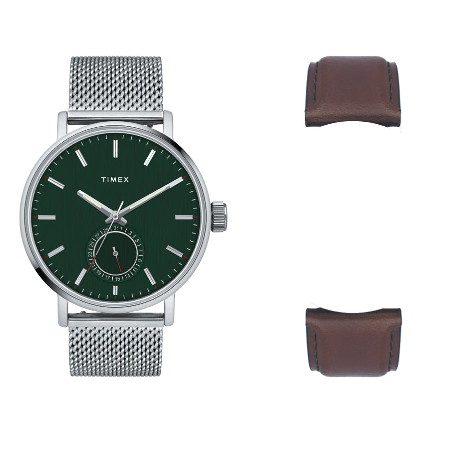 Timex Fashion Men's Green Dial Round Case Date Function Watch -TWEG20001