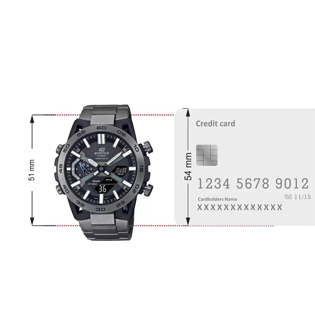 CASIO Men EDifice ECB-2000DC-1ADF Black Ana-Digi Dial Gray Stainless Steel Band ED565