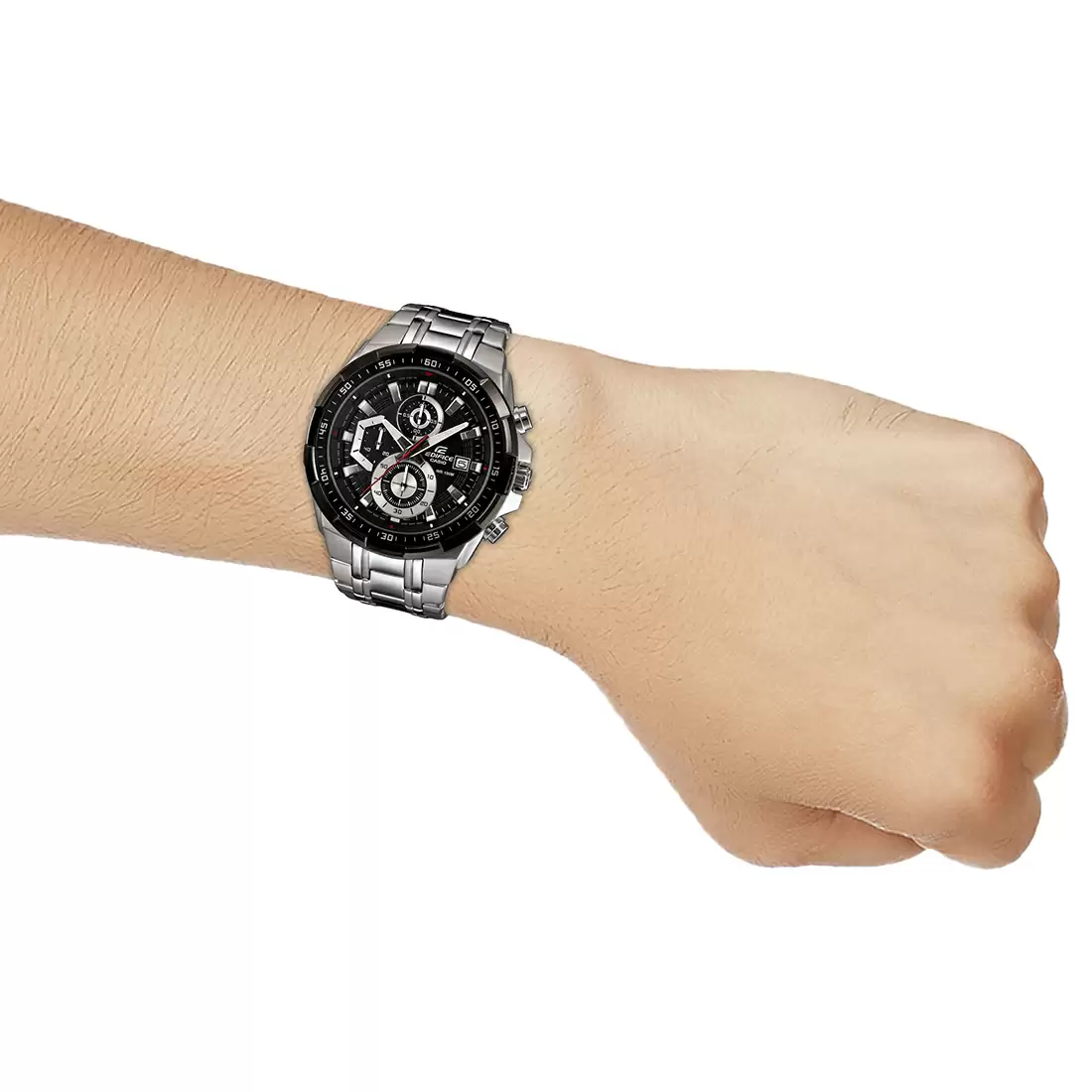 CASIO Men EDifice EFR-539D-1AVUDF Black Analog Dial Silver Stainless Steel Band EX191
