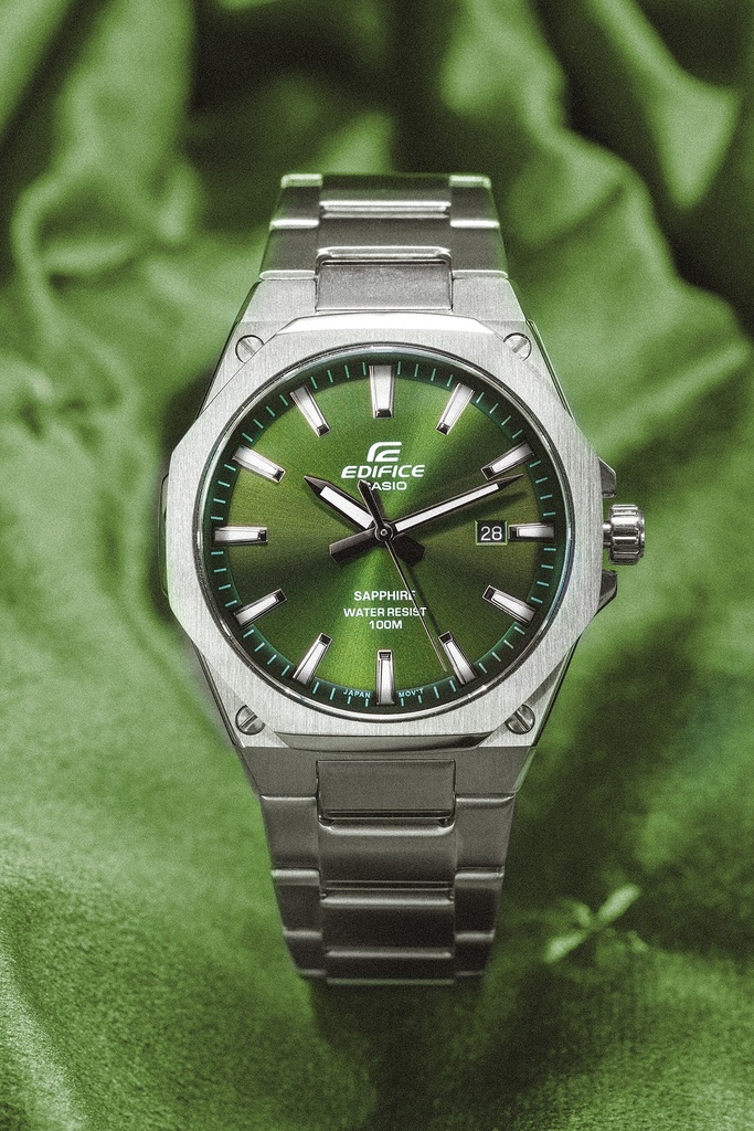 CASIO Men EDifice EFR-S108D-3AVUDF Green Analog Dial Silver Stainless Steel Band ED603