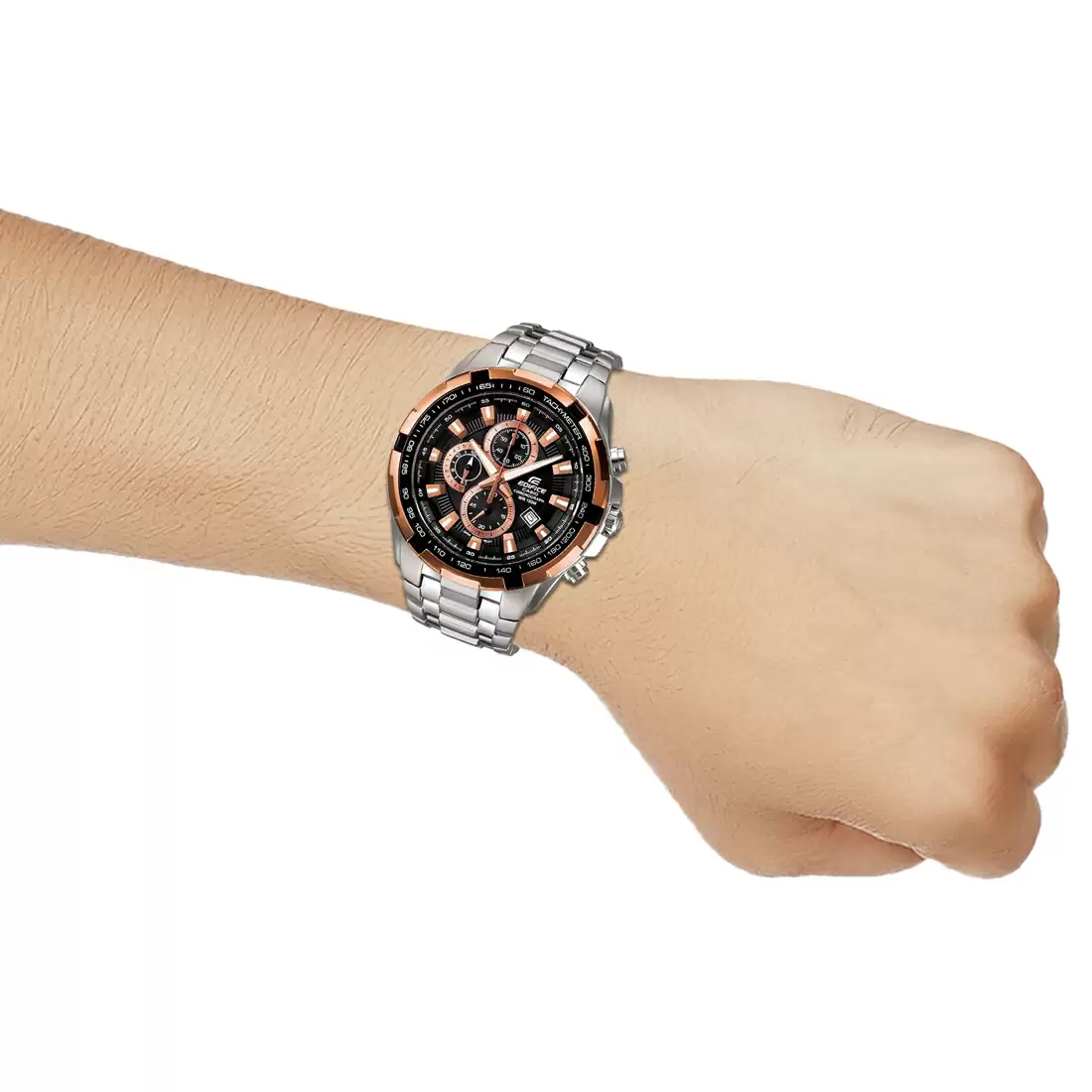 CASIO Men EDifice EF-539D-1A5VUDF Black Analog Dial Silver Stainless Steel Band ED368