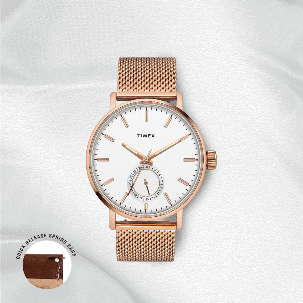 Timex Fashion Men's White Dial Round Case Date Function Watch -TWEG20002