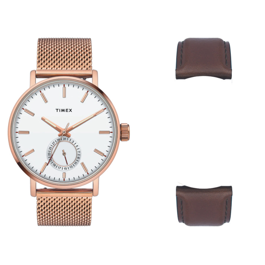 Timex Fashion Men's White Dial Round Case Date Function Watch -TWEG20002