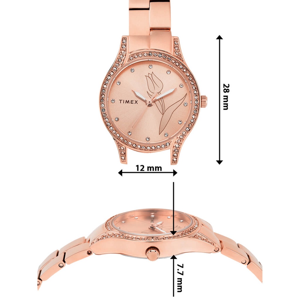 Timex Empera Women's Rose Gold Dial Round Case 3 Hands Function Watch -TW0TL9503