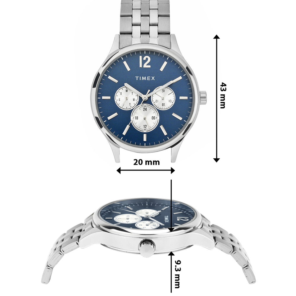 Timex Fashion Men's Blue Dial Round Case Multifunction Function Watch -TWEG18406