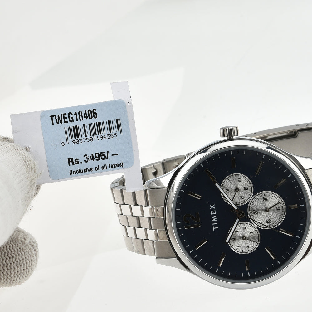 Timex Fashion Men's Blue Dial Round Case Multifunction Function Watch -TWEG18406