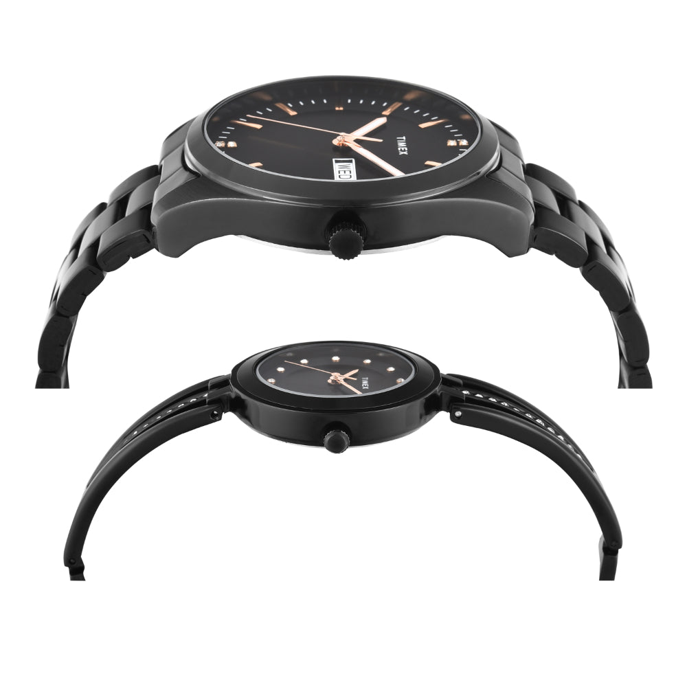 Timex Pairs Black Round Analog Dial Watch- TW00PR310