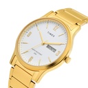 Timex Classics Men's White Dial Round Case Day Date Function Watch -TW000R435