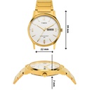 Timex Classics Men's White Dial Round Case Day Date Function Watch -TW000R435