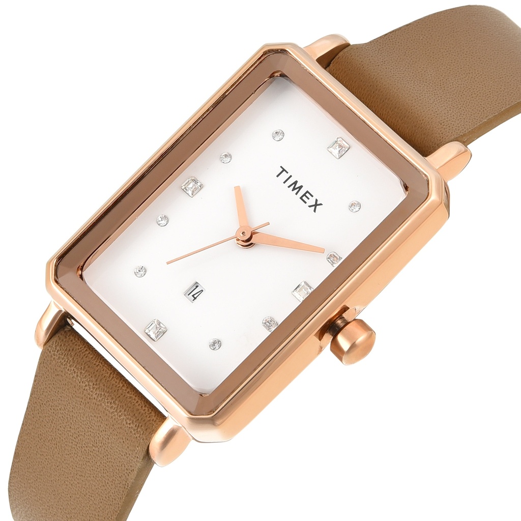 TIMEX Women White Rectangle Dial Analog Watch - TWEL20800