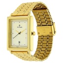 Titan Quartz Analog with Date Champagne Dial Golden Stainless Steel Strap Rectangular Shaped Watch For Men