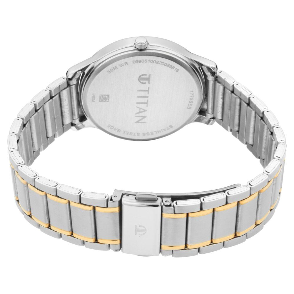 Titan Lagan White Dial Analog with Day and Date Metal Strap Watch for Men