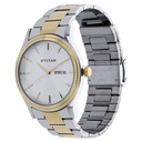Titan Quartz Analog with Day and Date Silver Dial Two Toned Stainless Steel Strap Watch For Men