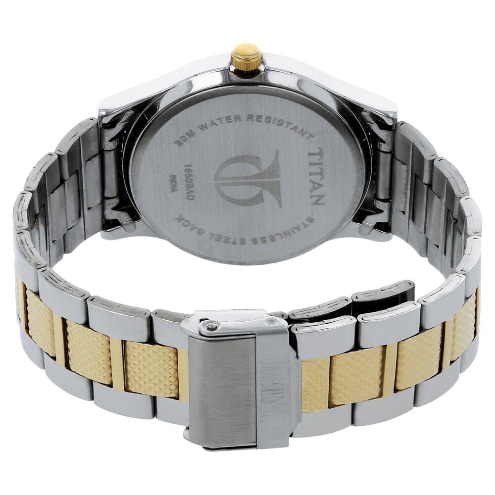 Titan Quartz Analog with Day and Date Silver Dial Two Toned Stainless Steel Strap Watch For Men