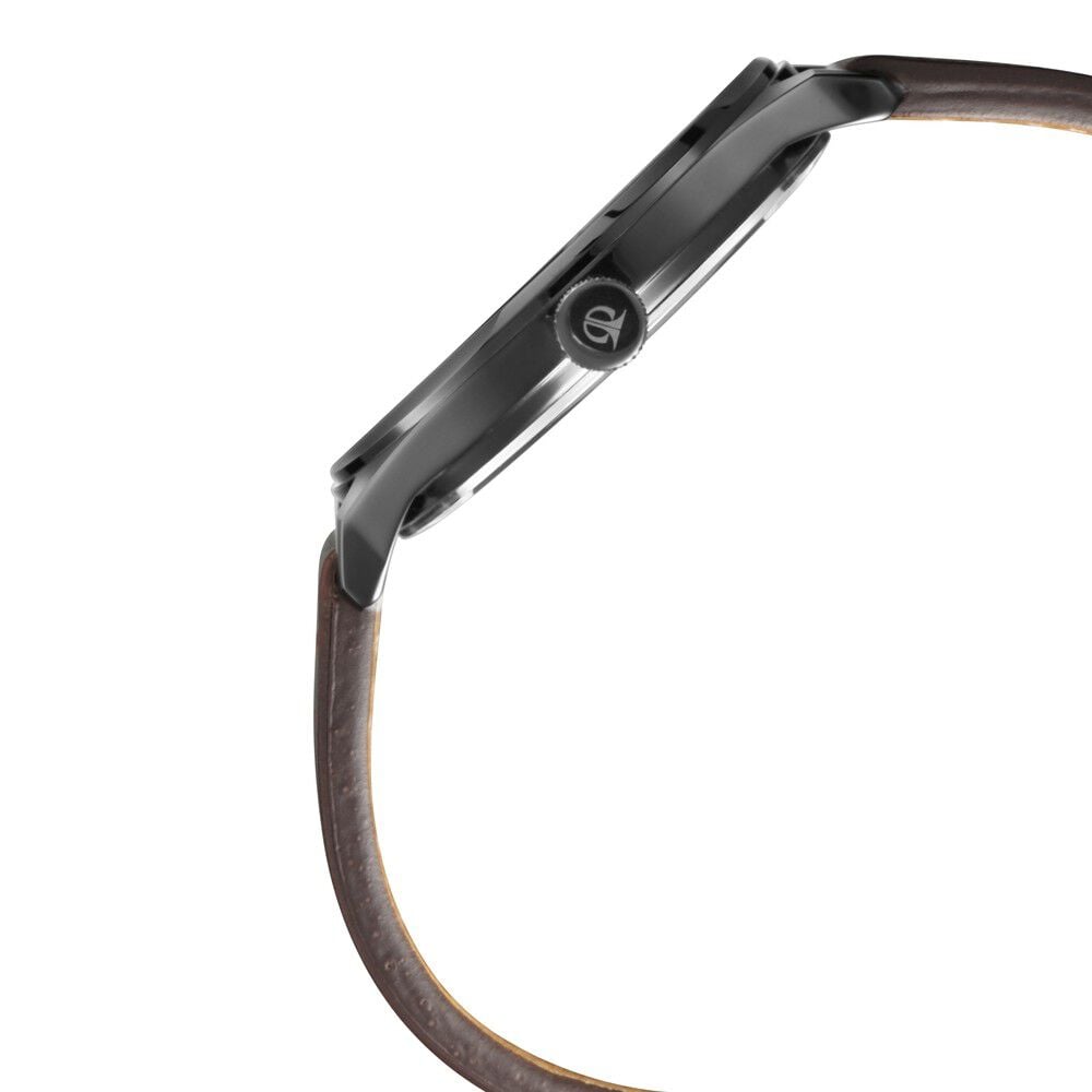 Titan Men's Minimalist Zen Watch Black: Sleek Leather Strap with Contrast Hands