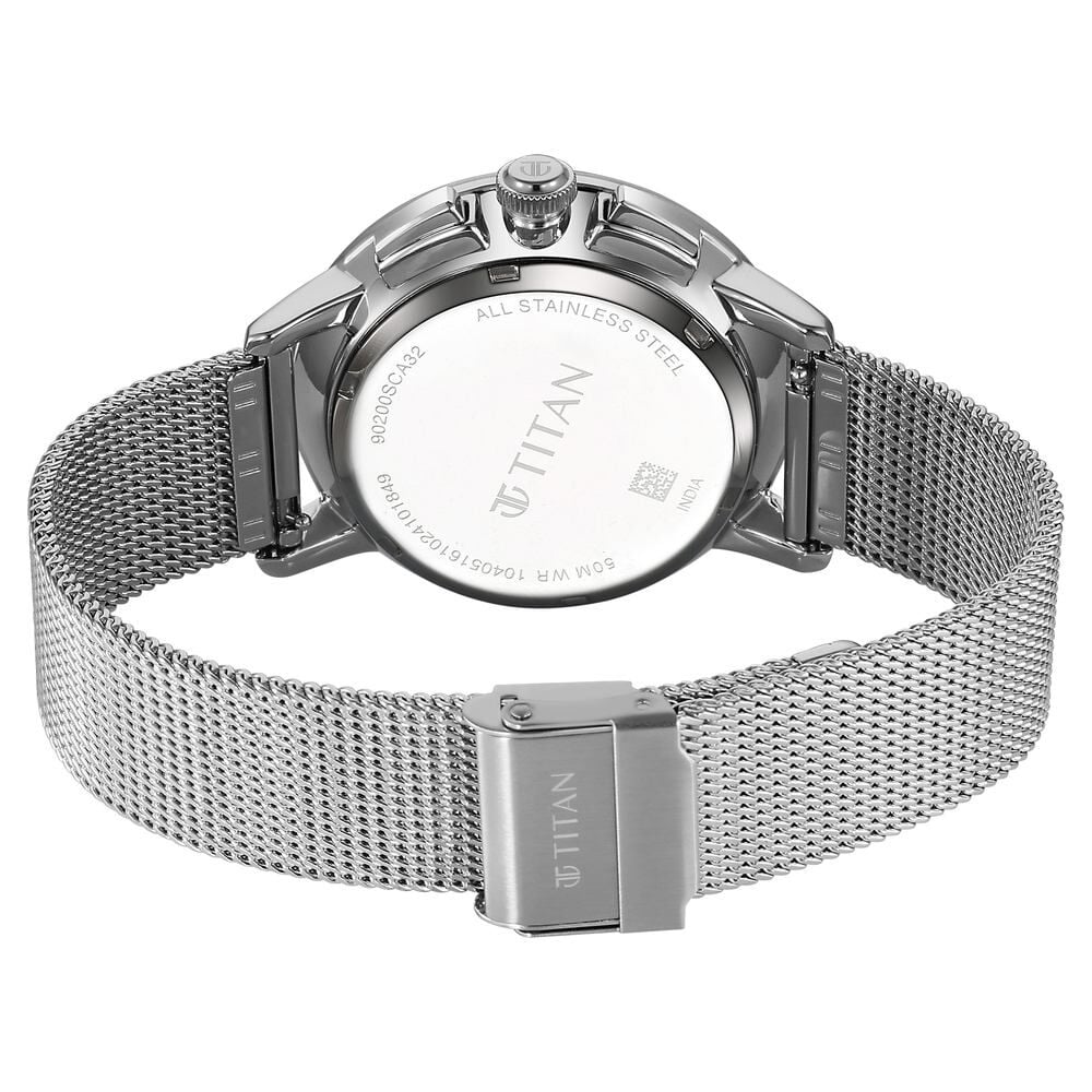 Titan Light leathers Multifunction Anthracite Dial Stainless Steel Strap Watch For Men