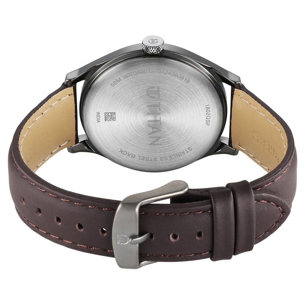Titan Neo Economy Quartz Analog with Date Brown Dial Brown Leather Strap Watch For Men