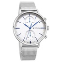 Titan Light Leathers Multifunction Silver Dial Silver Stainless Steel Strap Watch For Men