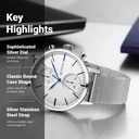 Titan Light Leathers Multifunction Silver Dial Silver Stainless Steel Strap Watch For Men