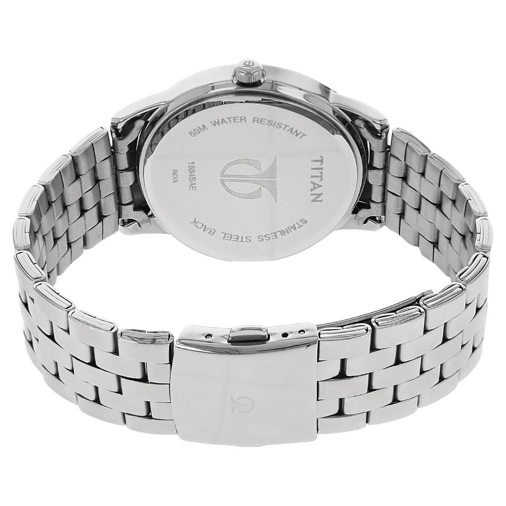 Titan Quartz Analog with Date Black Dial Stainless Steel Strap Watch for Men