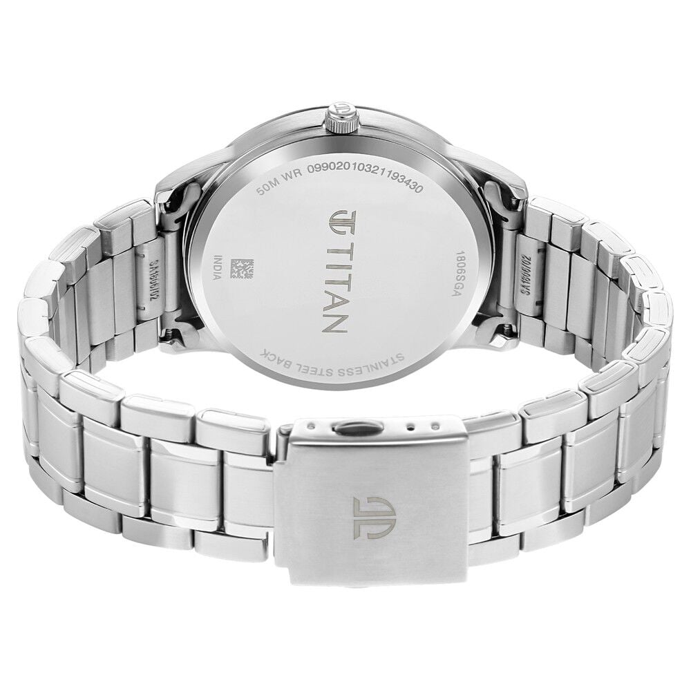 Titan Men's Timeless Style Watch: Refined White Dial and Metal Strap