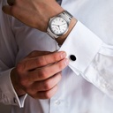 Titan Men's Timeless Style Watch: Refined White Dial and Metal Strap