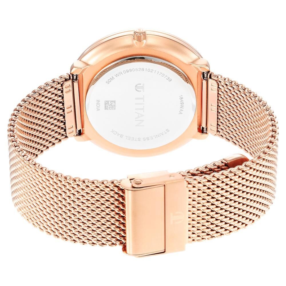 Titan Black and Gold Silver Dial Analog Stainless Steel Strap watch for Men