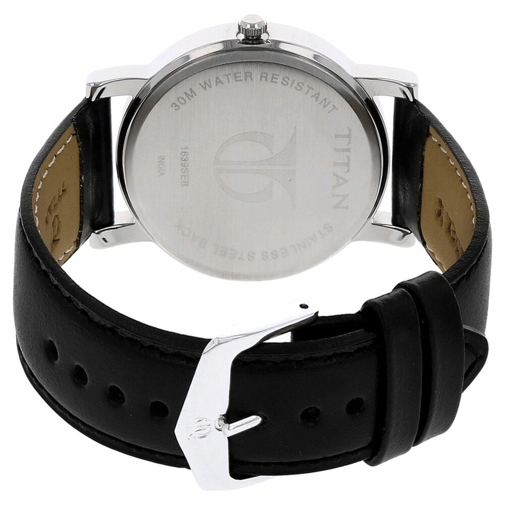 Titan Quartz Analog Silver Dial Leather Strap Watch for Men