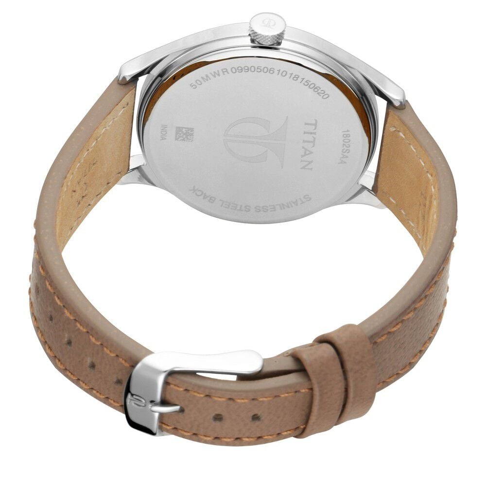 Titan Men's Urban Edge Lustrous Silver Dial Leather Watch
