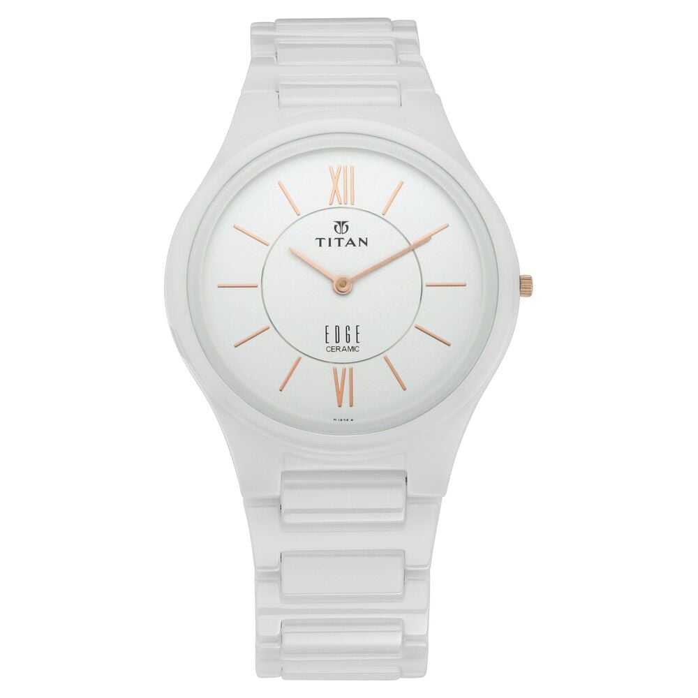 Titan Edge Ceramic Quartz in Arctic White Dial Watch for Men