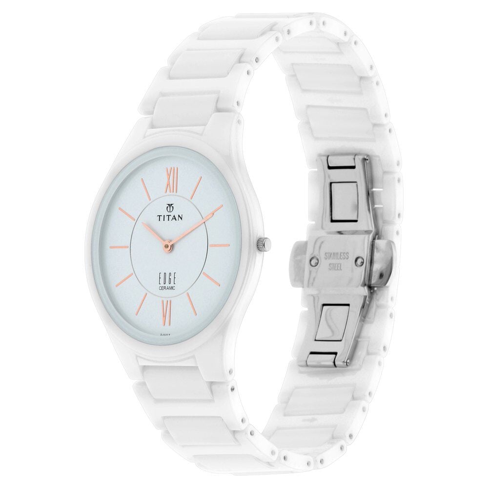 Titan Edge Ceramic Quartz in Arctic White Dial Watch for Men