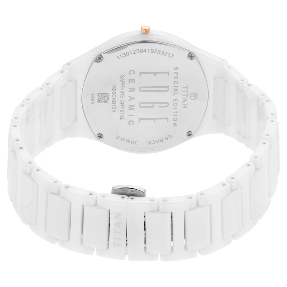 Titan Edge Ceramic Quartz in Arctic White Dial Watch for Men