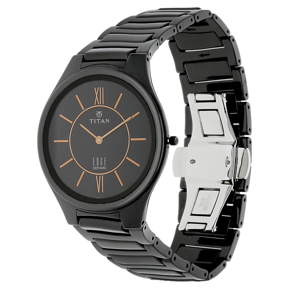 Titan Edge Ceramic Quartz in Rich Black Dial Watch for Men