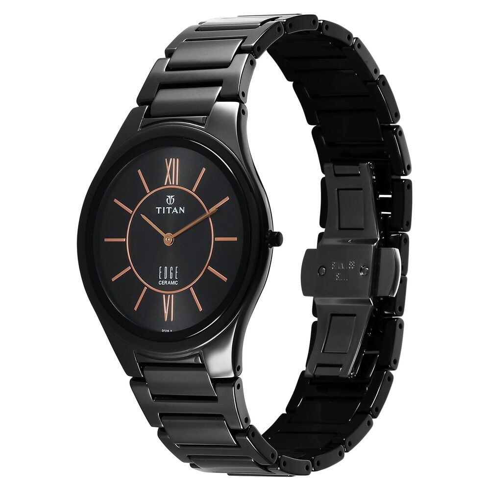 Titan Edge Ceramic Quartz in Rich Black Dial Watch for Men