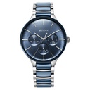 Titan Ceramic Fusion Quartz Multifunction Blue Dial Silver Dual-Toned Stainless Steel Bracelet Watch for Men
