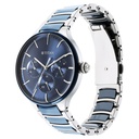 Titan Ceramic Fusion Quartz Multifunction Blue Dial Silver Dual-Toned Stainless Steel Bracelet Watch for Men