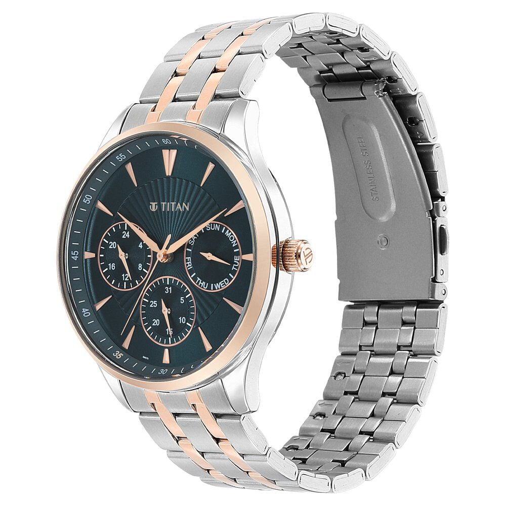 Titan Opulent Blue Dial Quartz Multifunction Stainless Steel Strap watch for Men
