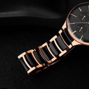 Titan Ceramic Fusion Quartz Multifunction Black Dial Rose Gold Dual-Toned Stainless Steel Bracelet Watch for Men