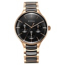 Titan Ceramic Fusion Quartz Multifunction Black Dial Rose Gold Dual-Toned Stainless Steel Bracelet Watch for Men