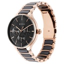 Titan Ceramic Fusion Quartz Multifunction Black Dial Rose Gold Dual-Toned Stainless Steel Bracelet Watch for Men