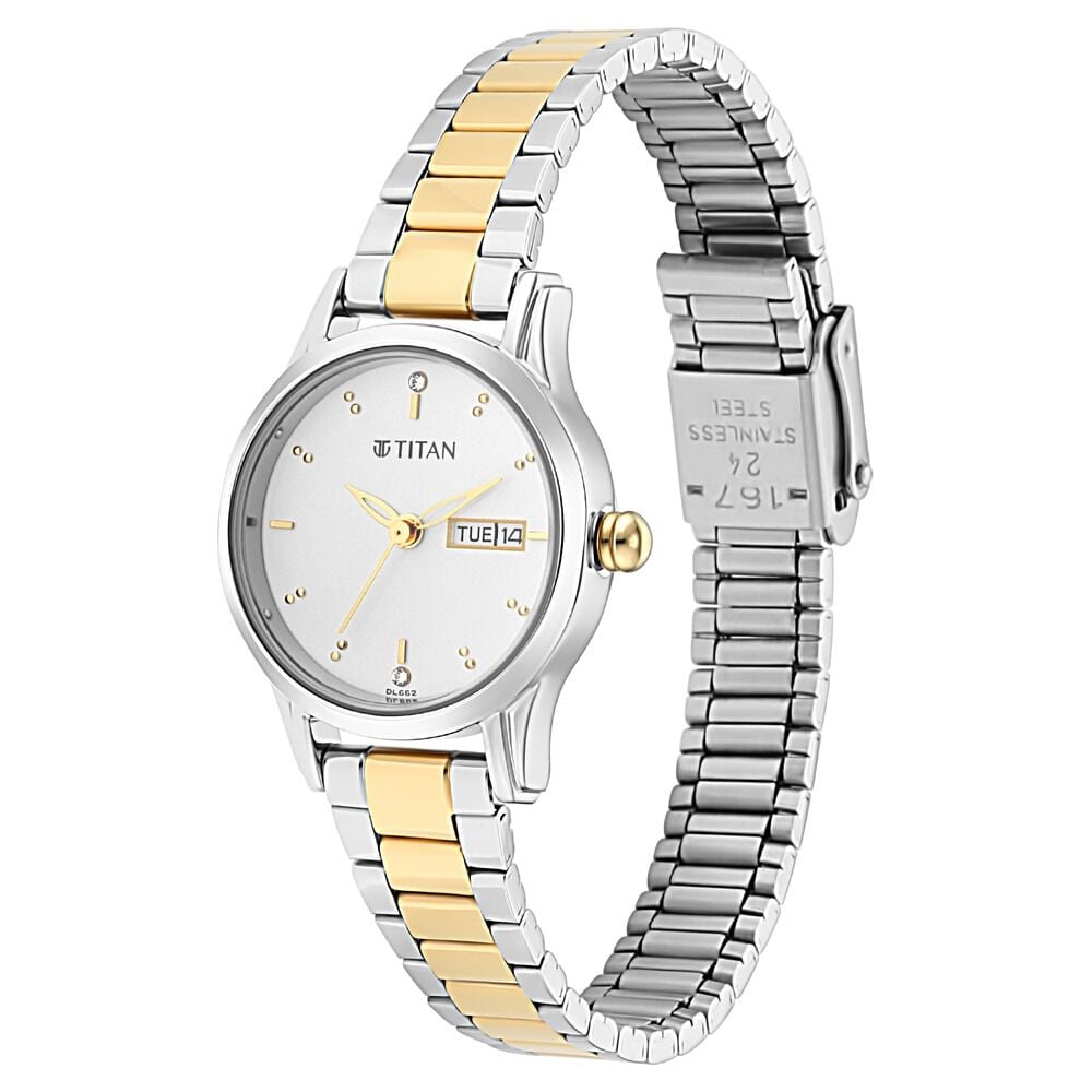 Titan Lagan Silver Dial Women Watch With Metal Strap